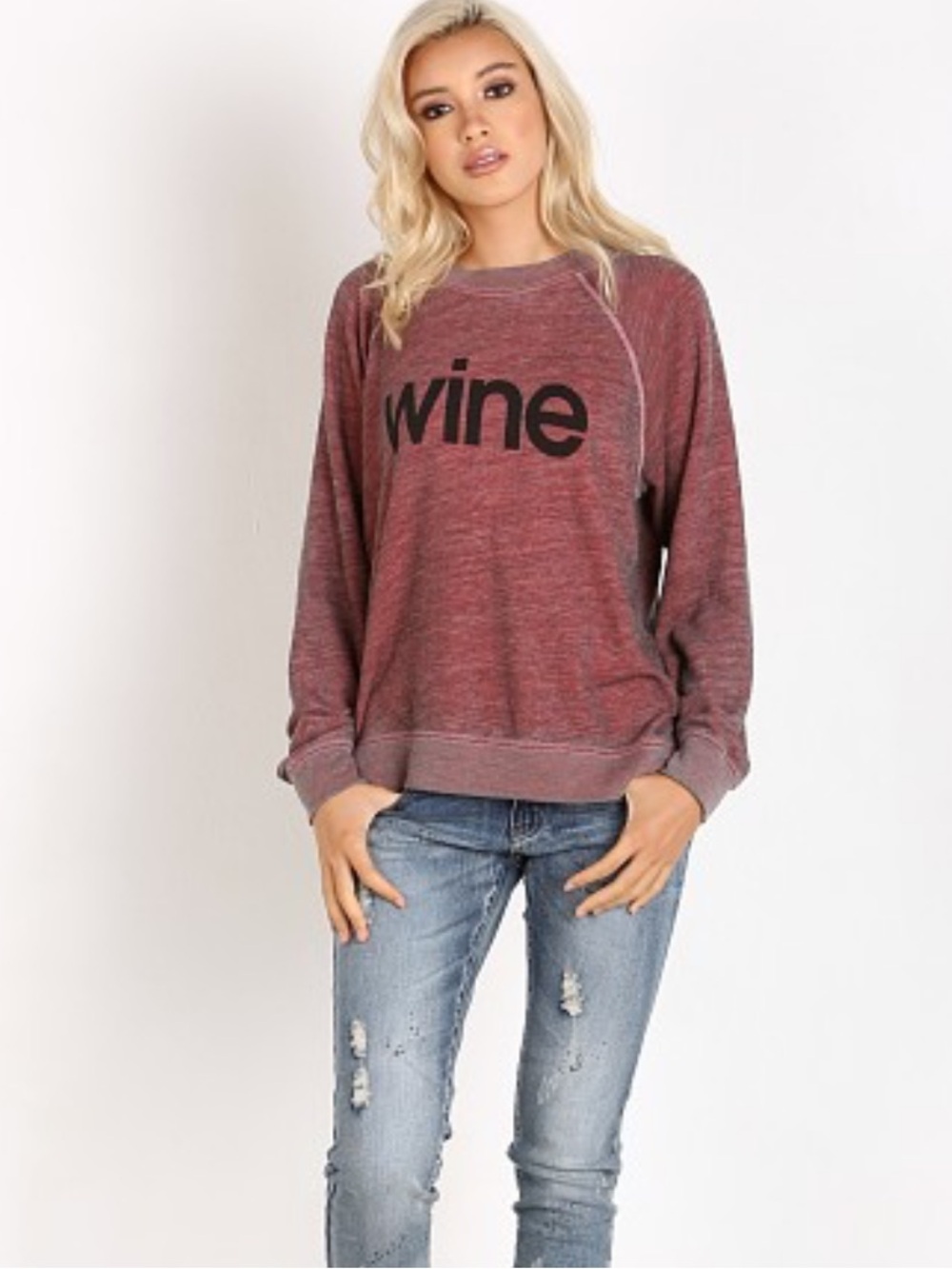 Brand New Wildfox ‘Wine’ Burgundy Maroon Crewneck Women's Sweater in Size Small
